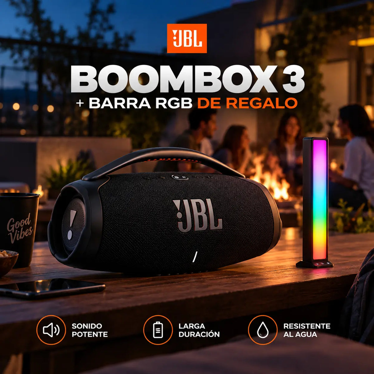 JBL Boombox 3™ + Luz RGB de Regalo [EDICIÓN ESPECIAL]