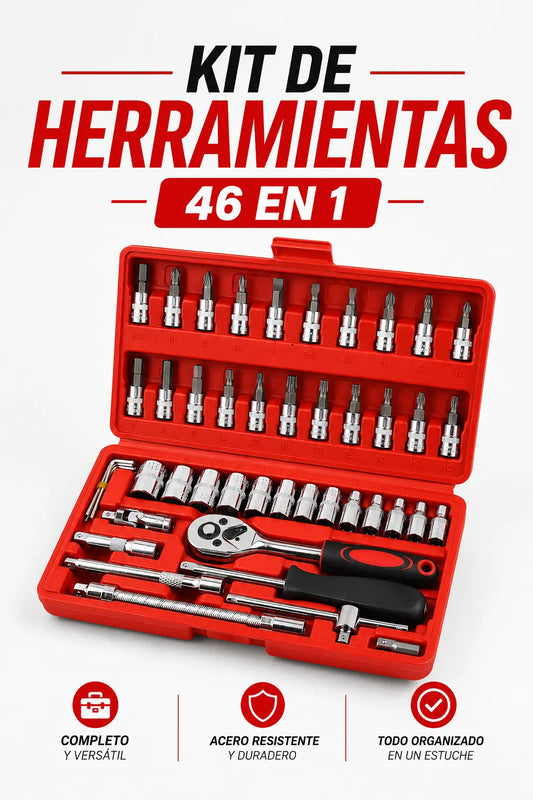 Juego de Herramientas 46 En 1 [💪 Un Kit Que No Puede Faltar En Tu Hogar]
